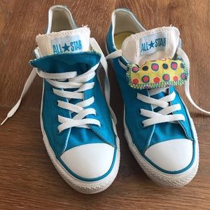 Blue Double Tongue Converse Chuck Taylor All Star Women Low Top Sneakers Size 9